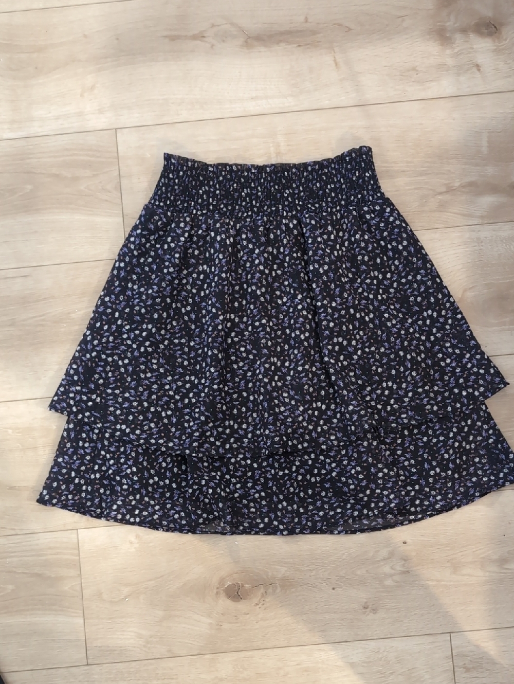 ESQUALO Navy Floral Layered Skirt